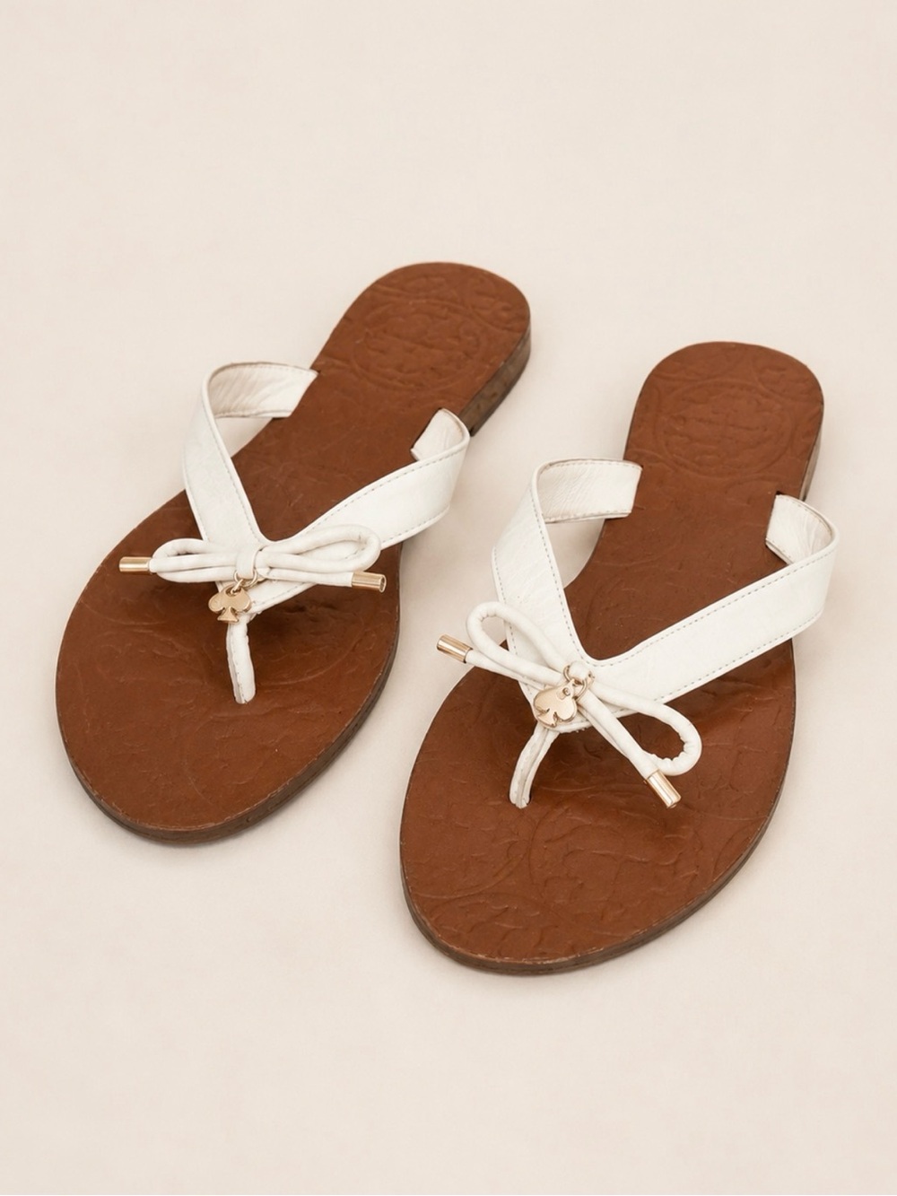 Kate Spade Charles White Leather Bow Sandals Size 6M - Picture 2 of 11